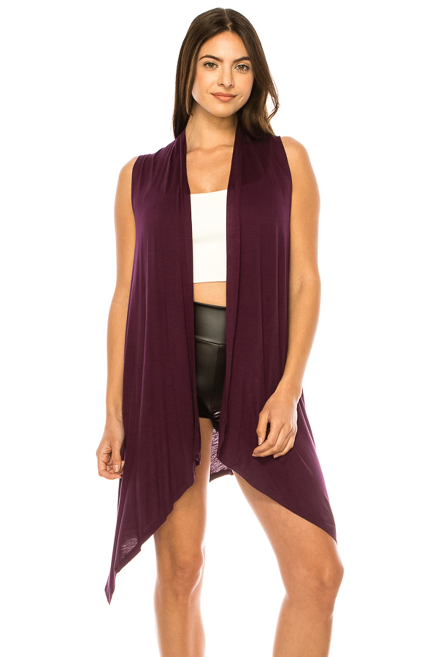 Women's Casual Solid Vest with Dramatic Hi-Low Hem