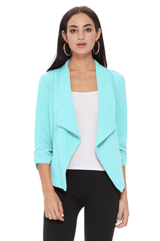 Plus size Women's 3/4 Sleeve Open Front Casual Cardigan Blazer Jacket
