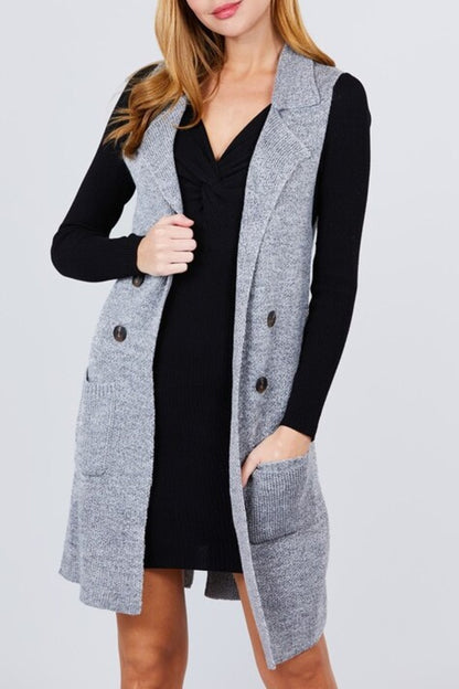 Women's Sleeveless Long Sweater Vest Open Front Knit Cardigan