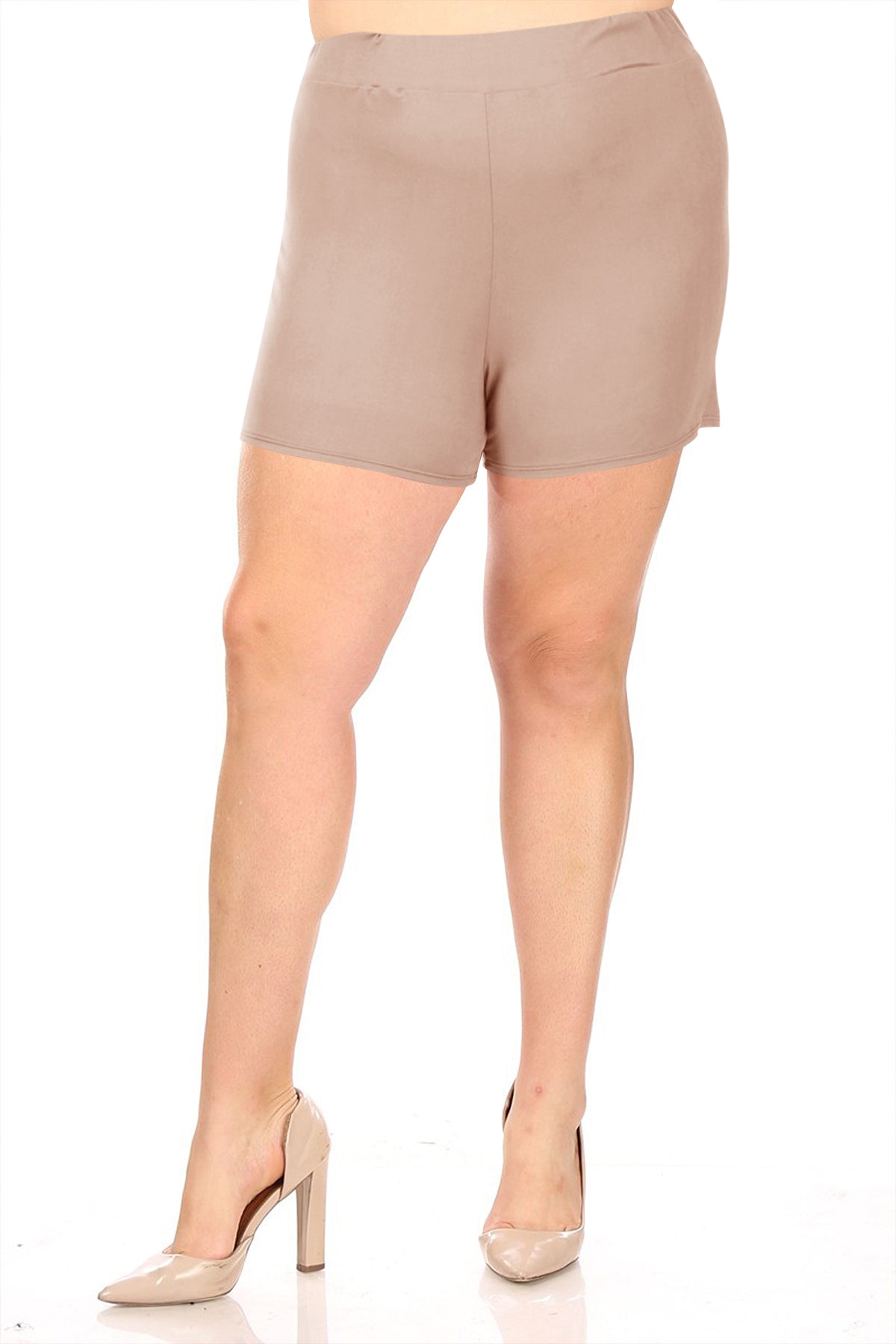 Women's Plus Size Lightweight Elastic High Waist Basic Solid Pants Shorts