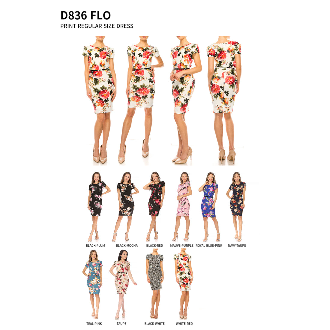 Effortlessly Chic: Floral Print Pull-On Sheath Dress D836