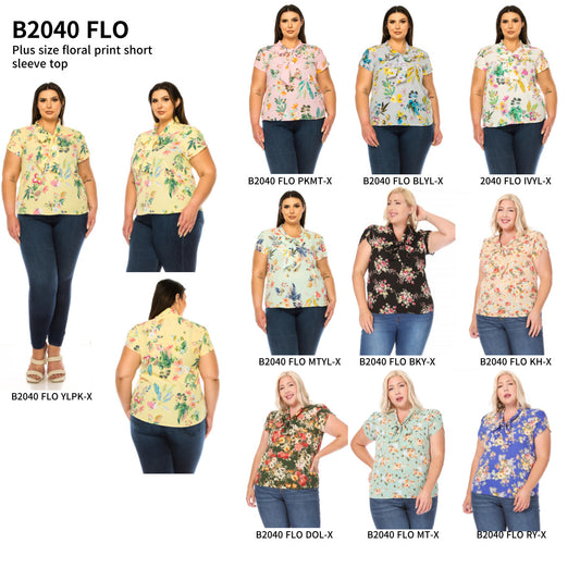 Embrace Your Style with Our Plus-Size Floral Print Top Blouse B2040