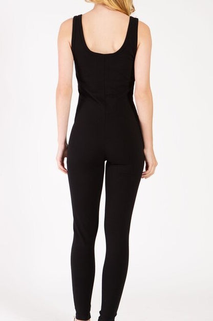 One-Piece Tank Top Jumpsuit – Scoop Neck Spandex Unitard Catsuit