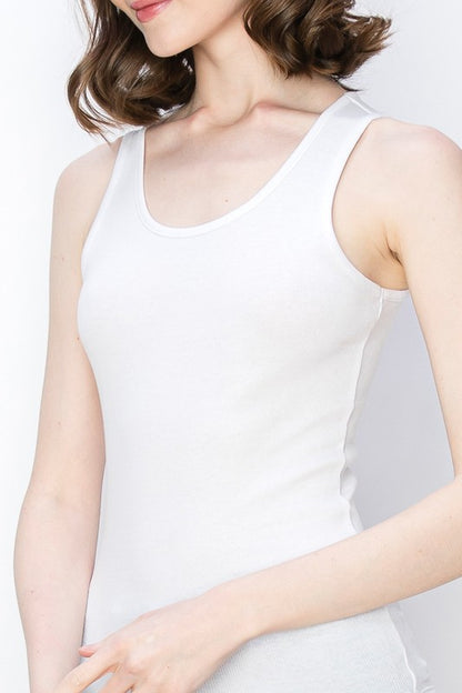 Scoop Neck Ribbed Tank Top – Mini Ribbed Cotton Blend Design