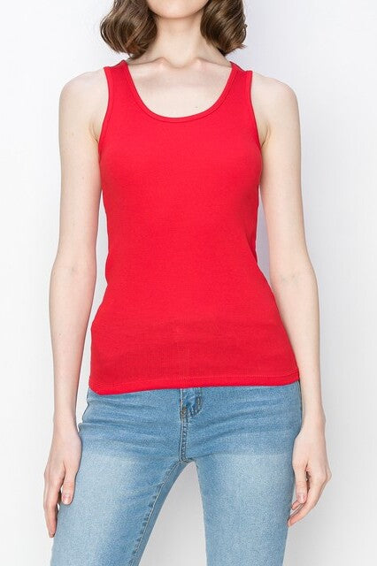 Scoop Neck Ribbed Tank Top – Mini Ribbed Cotton Blend Design