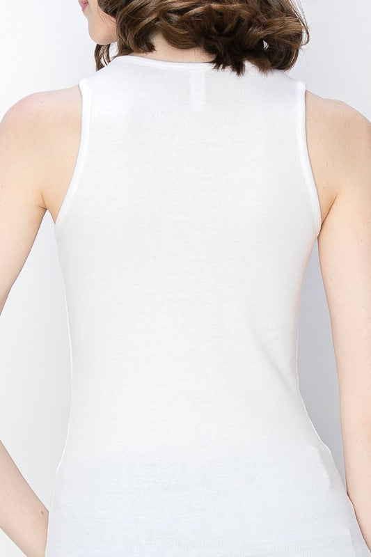 Scoop Neck Ribbed Tank Top – Mini Ribbed Cotton Blend Design