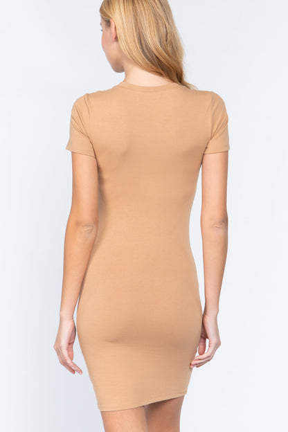 SHORT SLV COTTON JERSEY MINI DRESS