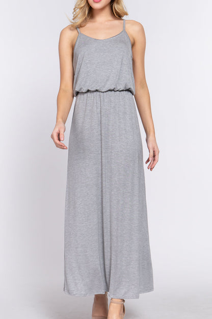 WAIST ELASTIC MIDI CAMI KNIT DRESS