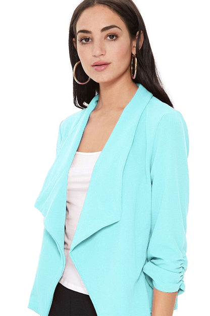 Women's 3/4 Sleeve Open Front Casual Cardigan Blazer Jacket