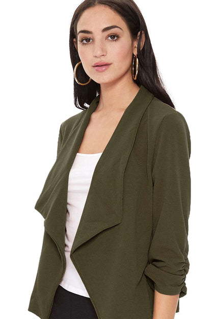 Women's 3/4 Sleeve Open Front Casual Cardigan Blazer Jacket
