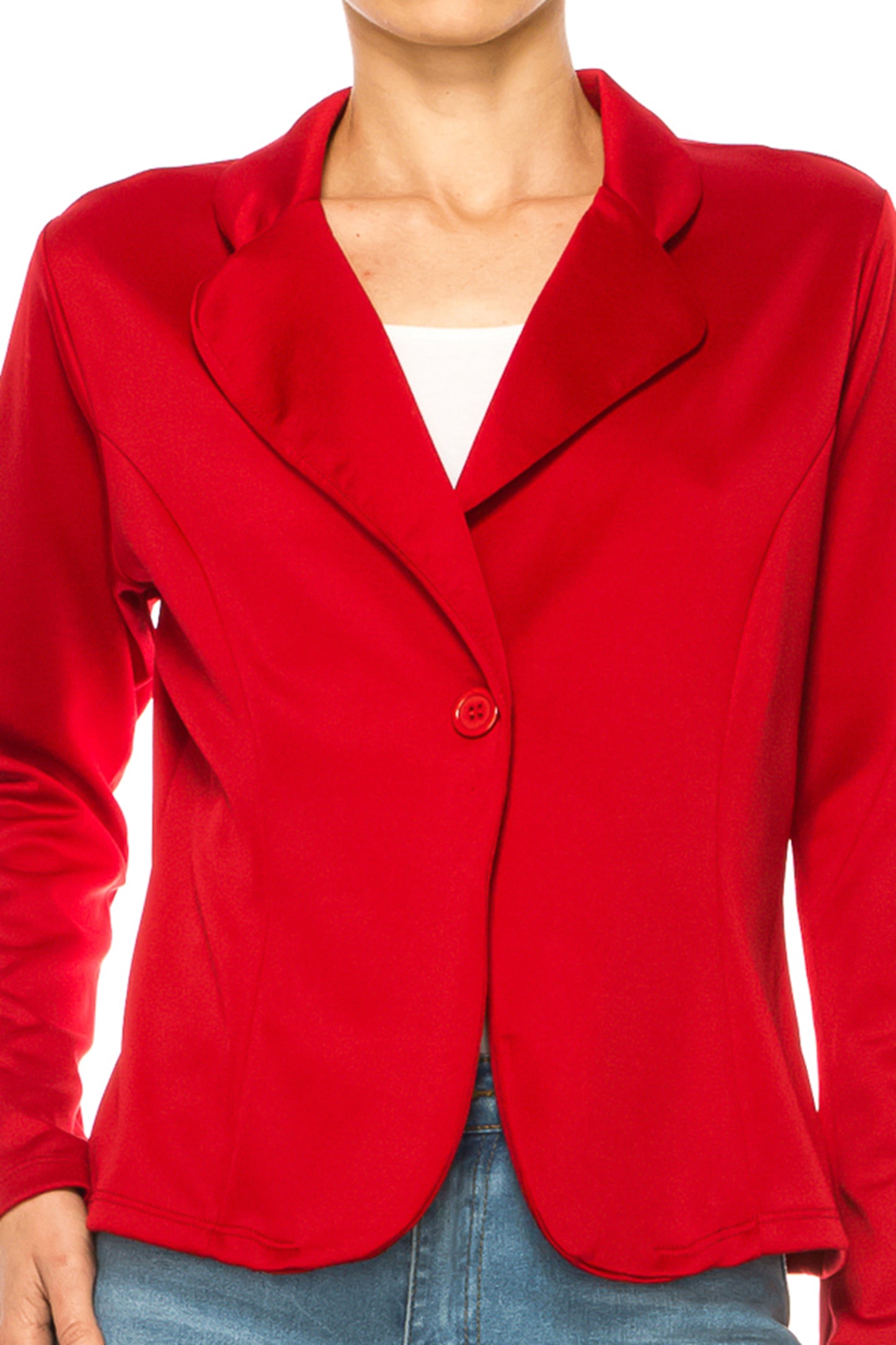 Women's Solid Blazer with Single Button Closure