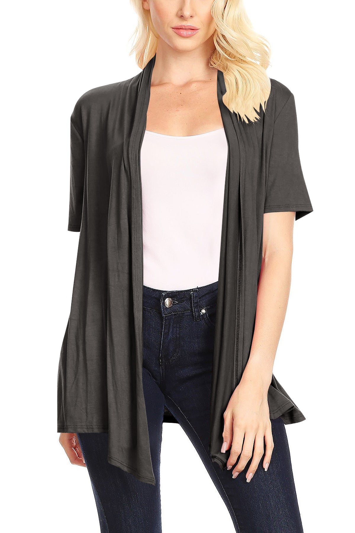 Women's Casual Solid Short Sleeve Cardigan