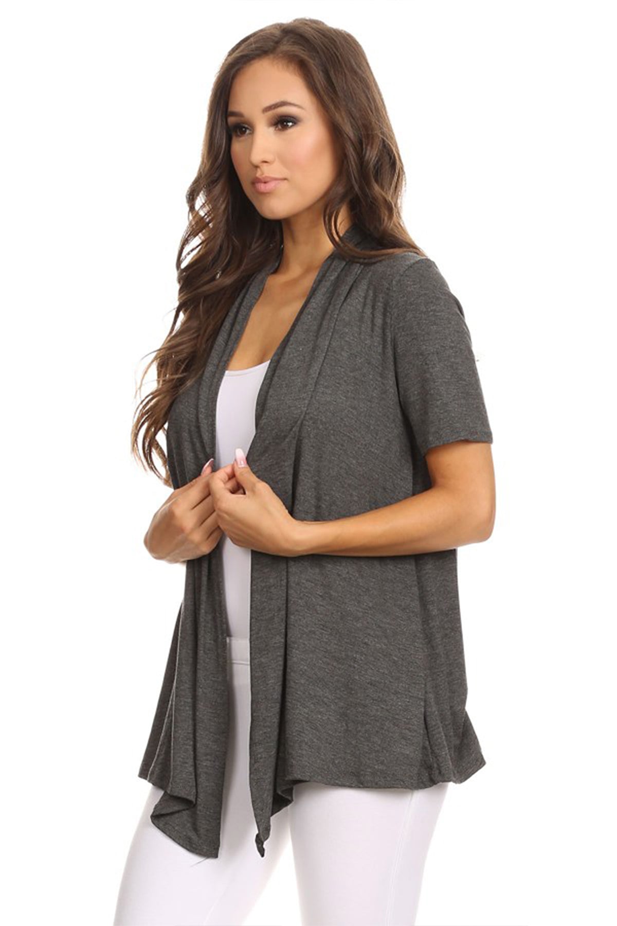 Women's Casual Solid Short Sleeve Cardigan