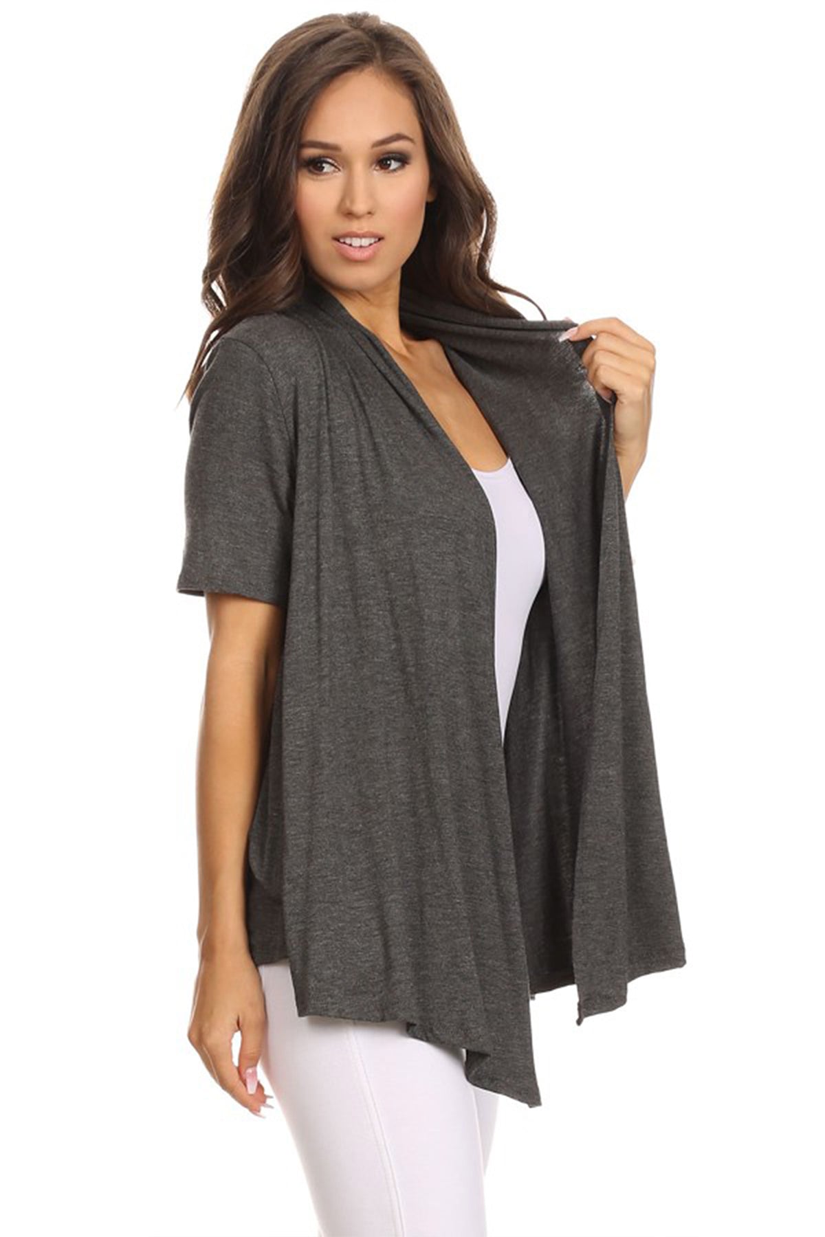 Women's Casual Solid Short Sleeve Cardigan