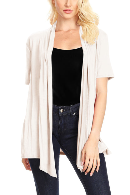 Women's Casual Solid Short Sleeve Cardigan