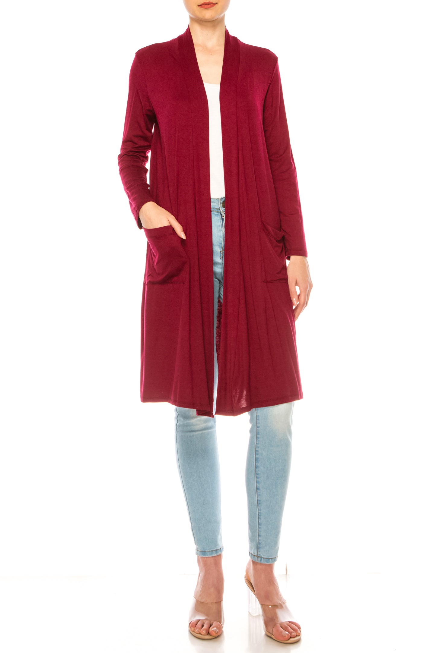 Women's Casual Relexed Fit Side Pockets Long Cardigan