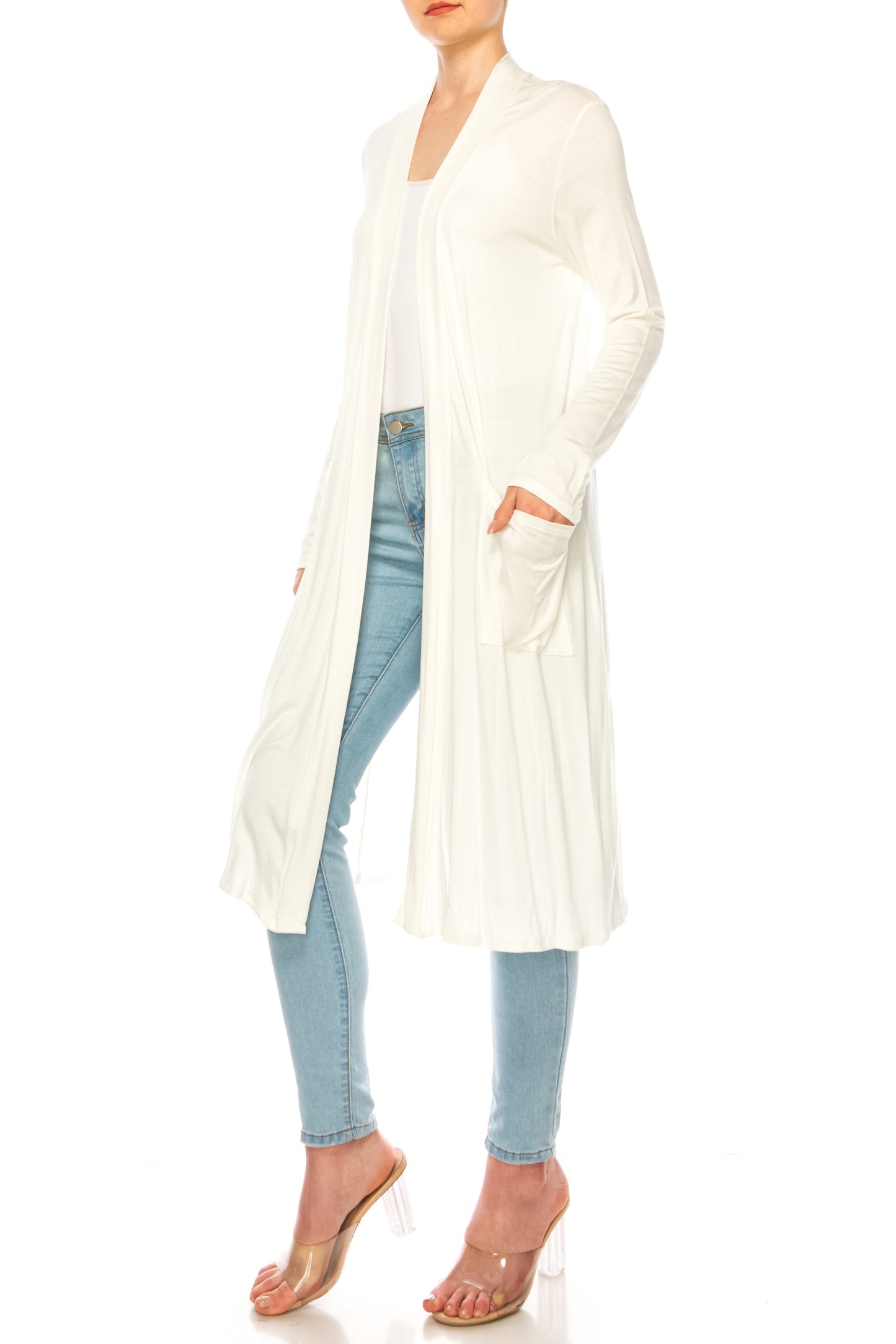 Women's Casual Relexed Fit Side Pockets Long Cardigan