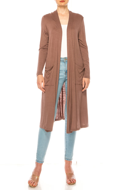 Women's Casual Relexed Fit Side Pockets Long Cardigan