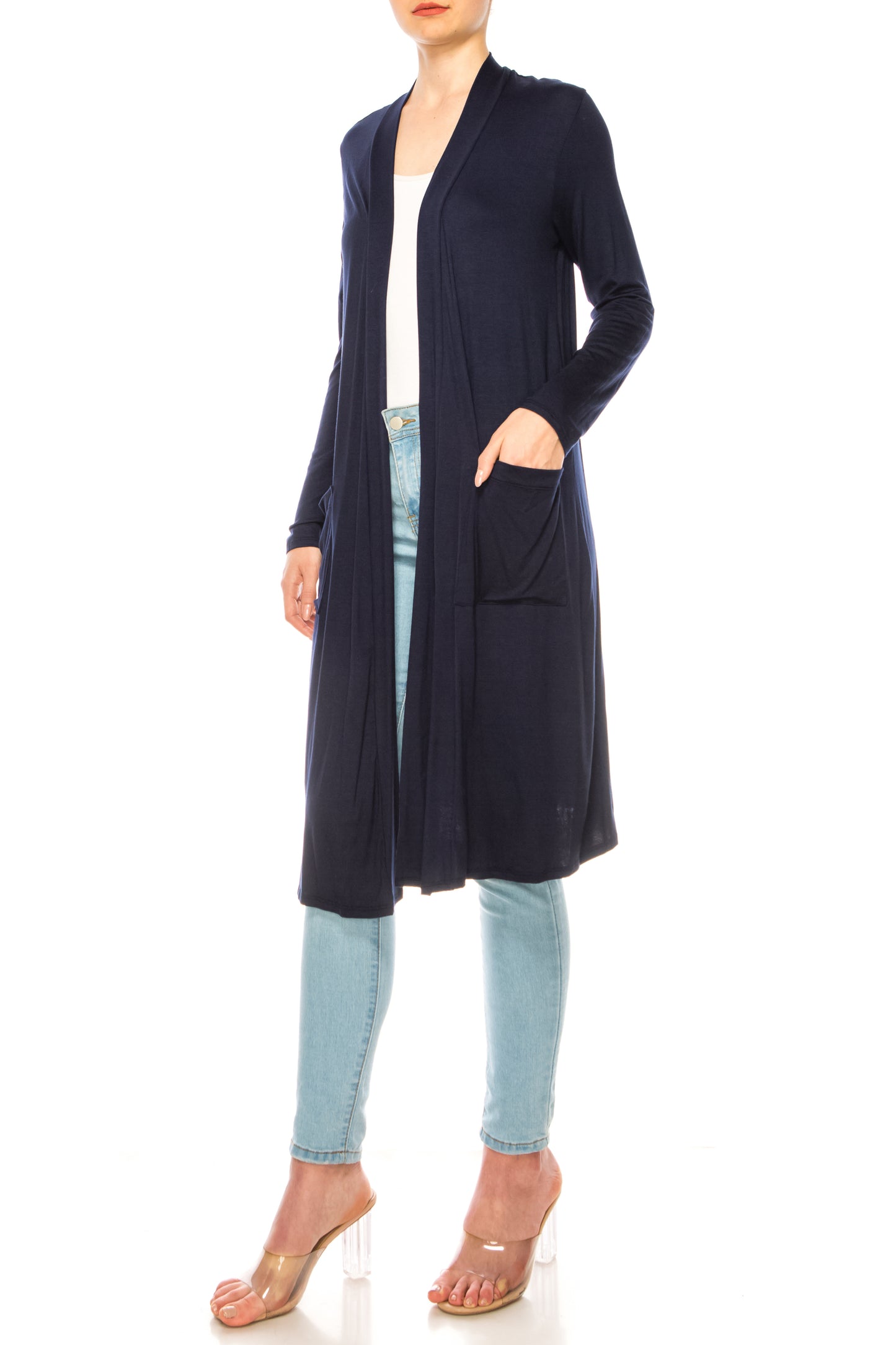 Women's Casual Relexed Fit Side Pockets Long Cardigan