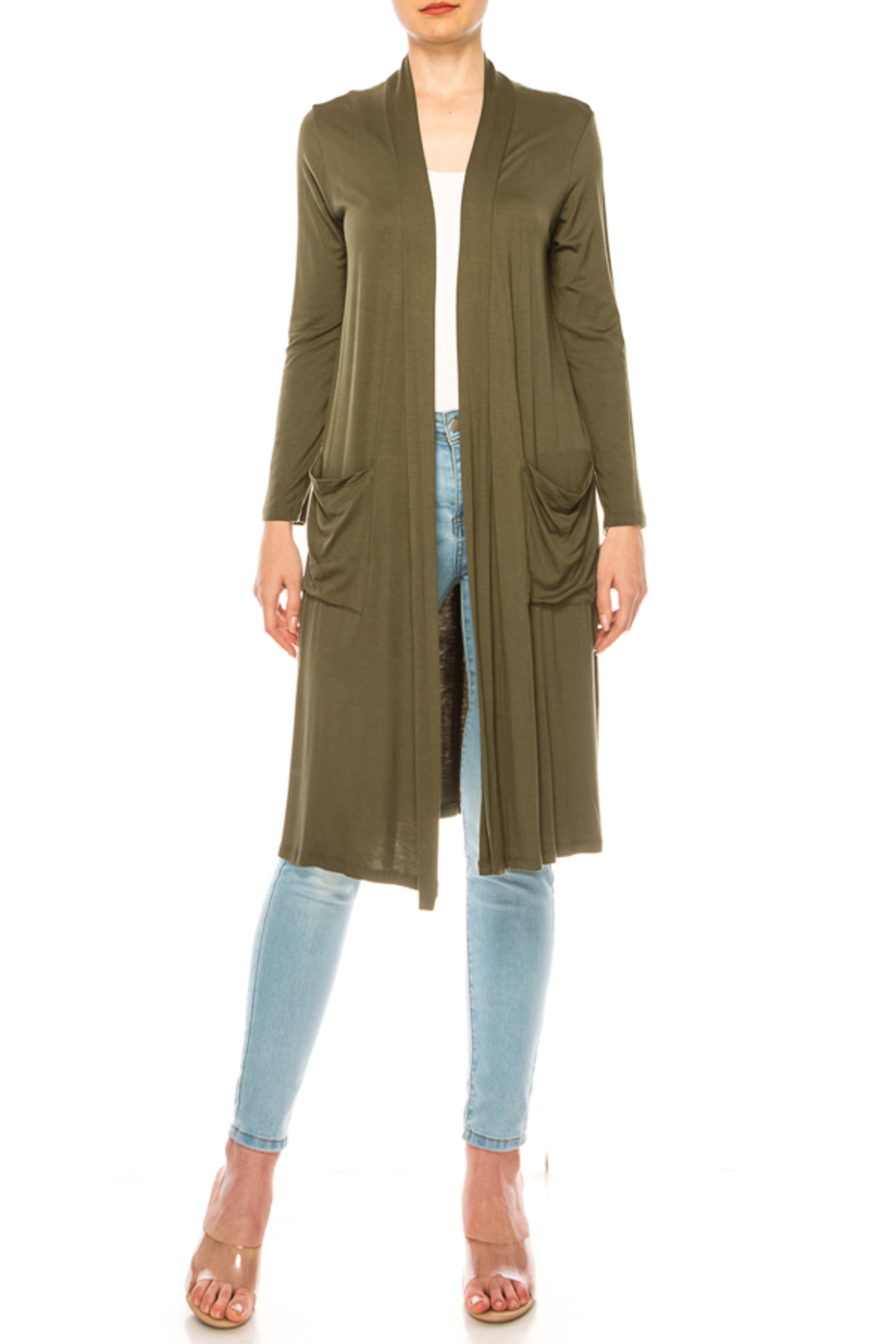 Women's Casual Relexed Fit Side Pockets Long Cardigan