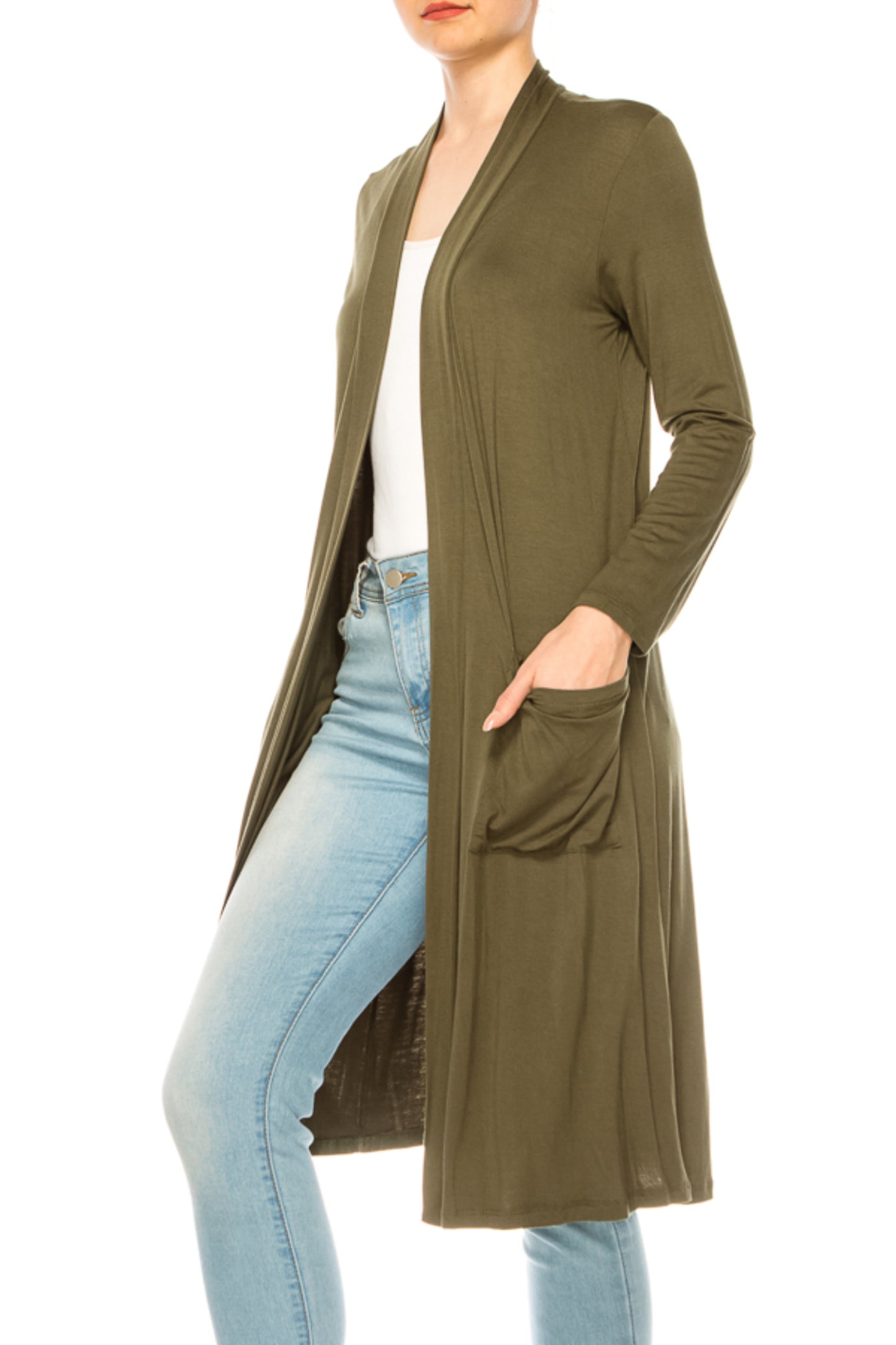 Women's Casual Relexed Fit Side Pockets Long Cardigan