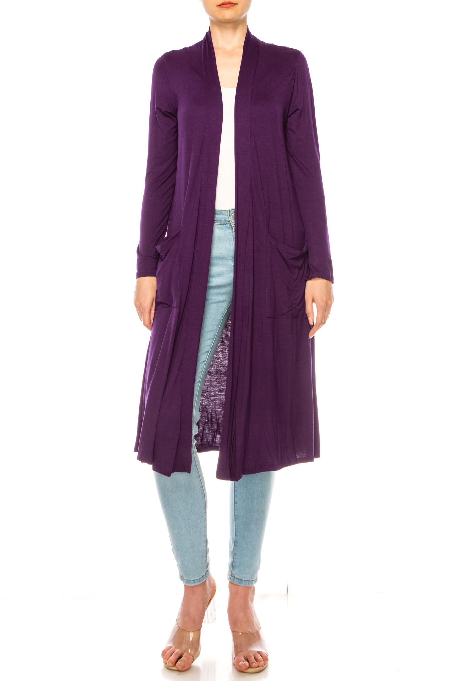 Women's Casual Relexed Fit Side Pockets Long Cardigan