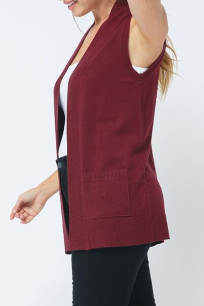 Women's Open Front Sleeveless Cardigan