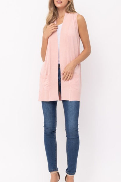 Women's Open Front Sleeveless Cardigan