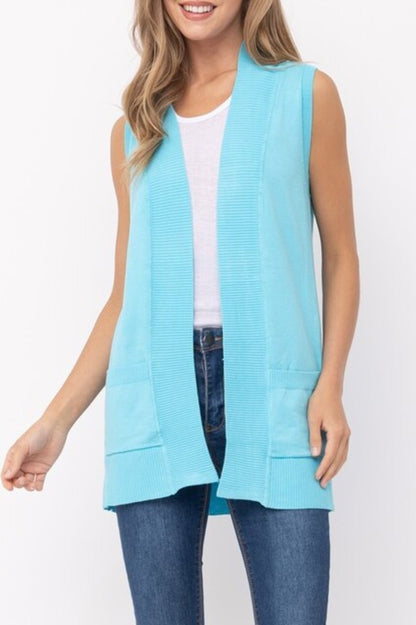 Women's Open Front Sleeveless Cardigan