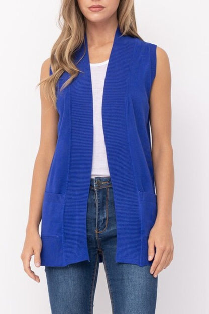 Women's Open Front Sleeveless Cardigan