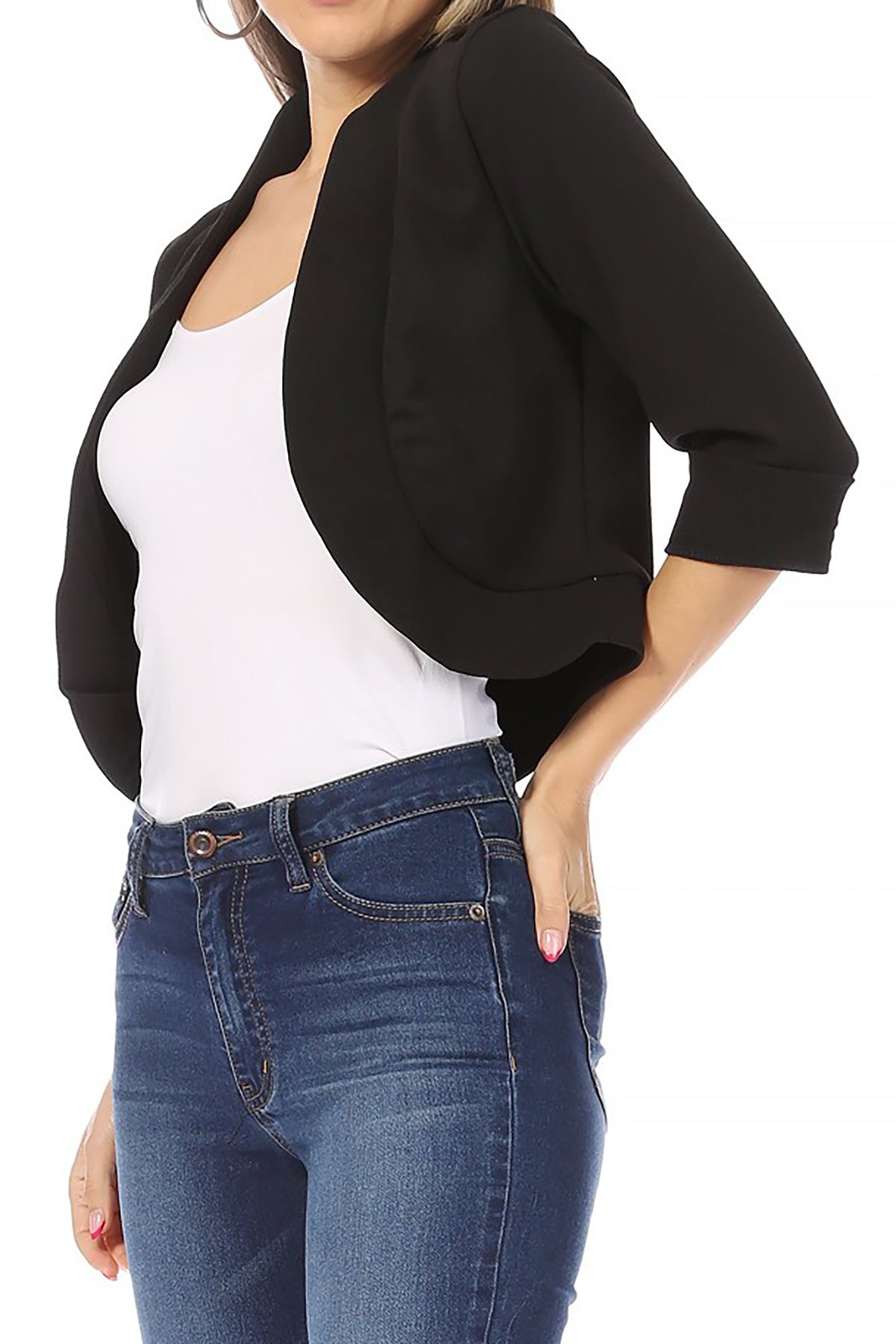 Women's Classic 3/4 Sleeve Open Front Bolero Blazer Cardigan for Work and Beyond