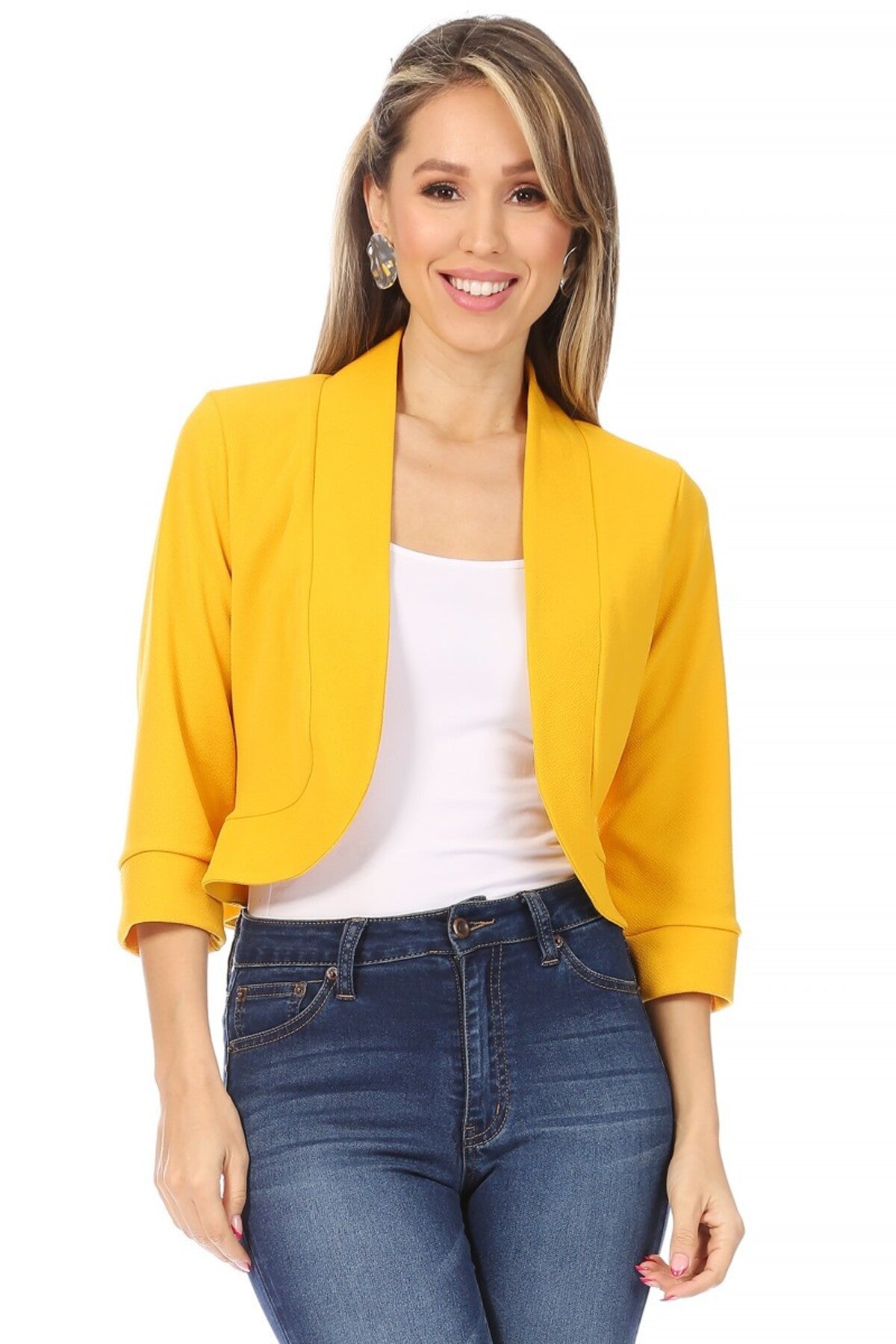 Women's Classic 3/4 Sleeve Open Front Bolero Blazer Cardigan for Work and Beyond