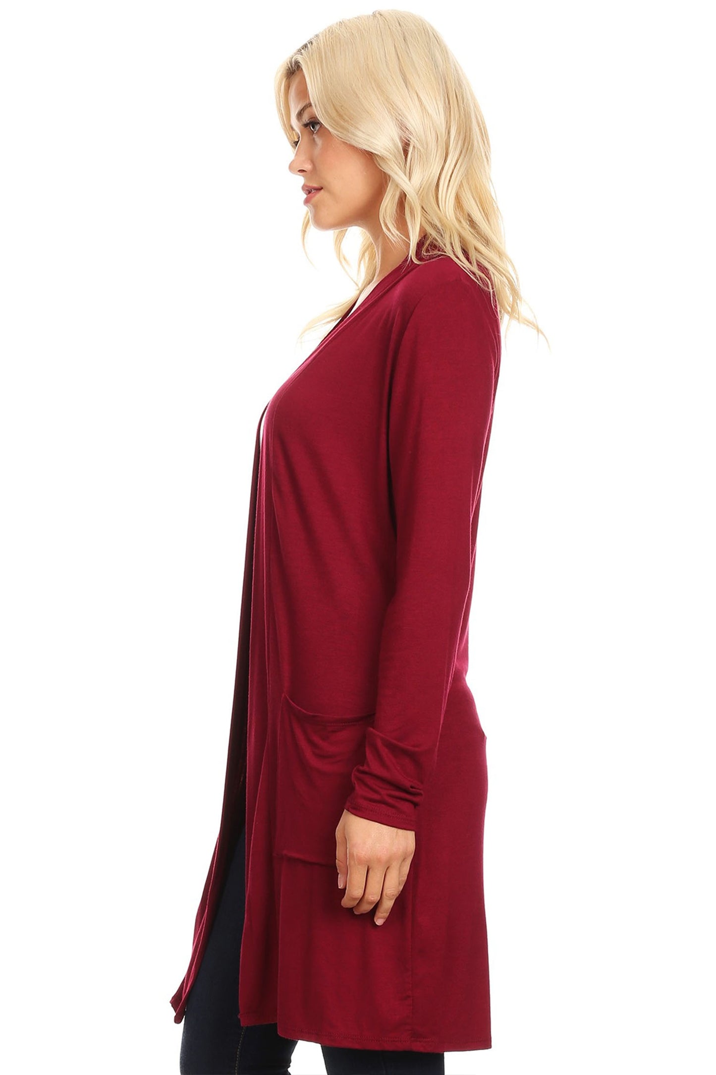 Women's Classic Open Front Long Sleeve Cardigan  with Side Pockets