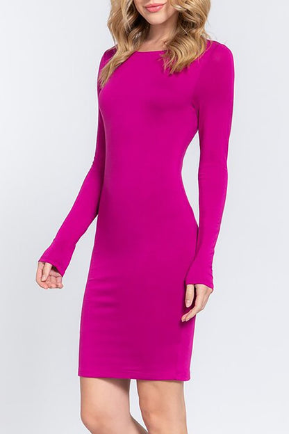 Women's Casual Long Sleeve Crew Neck Mini Dress