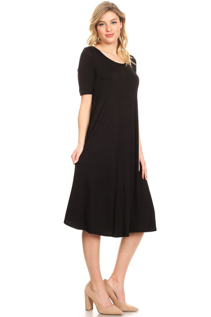 Women's A-Line Short Sleeve Jersey Knit Dress - Comfortable Relaxed Fit (S-3XL)