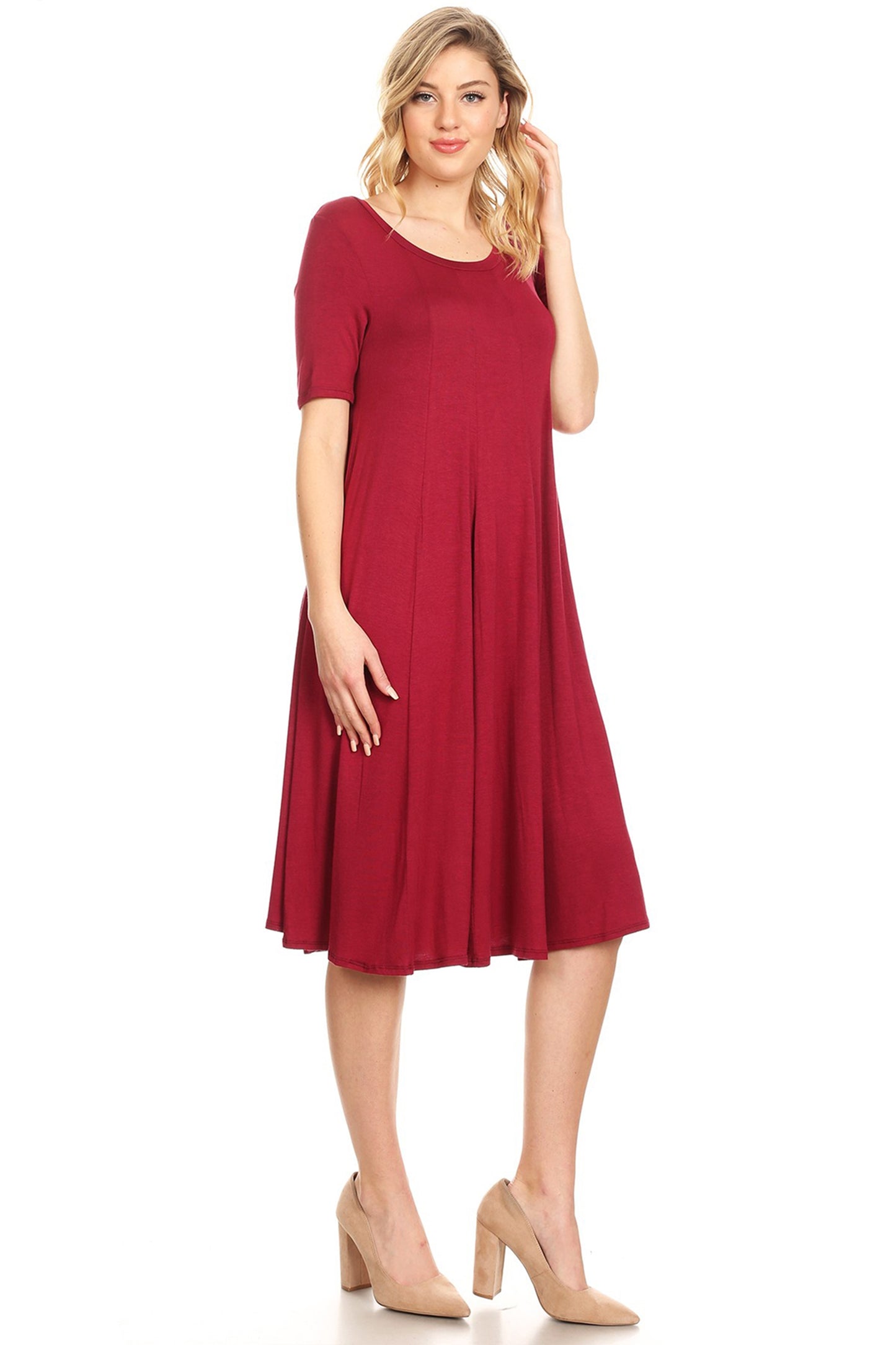 Women's A-Line Short Sleeve Jersey Knit Dress - Comfortable Relaxed Fit (S-3XL)