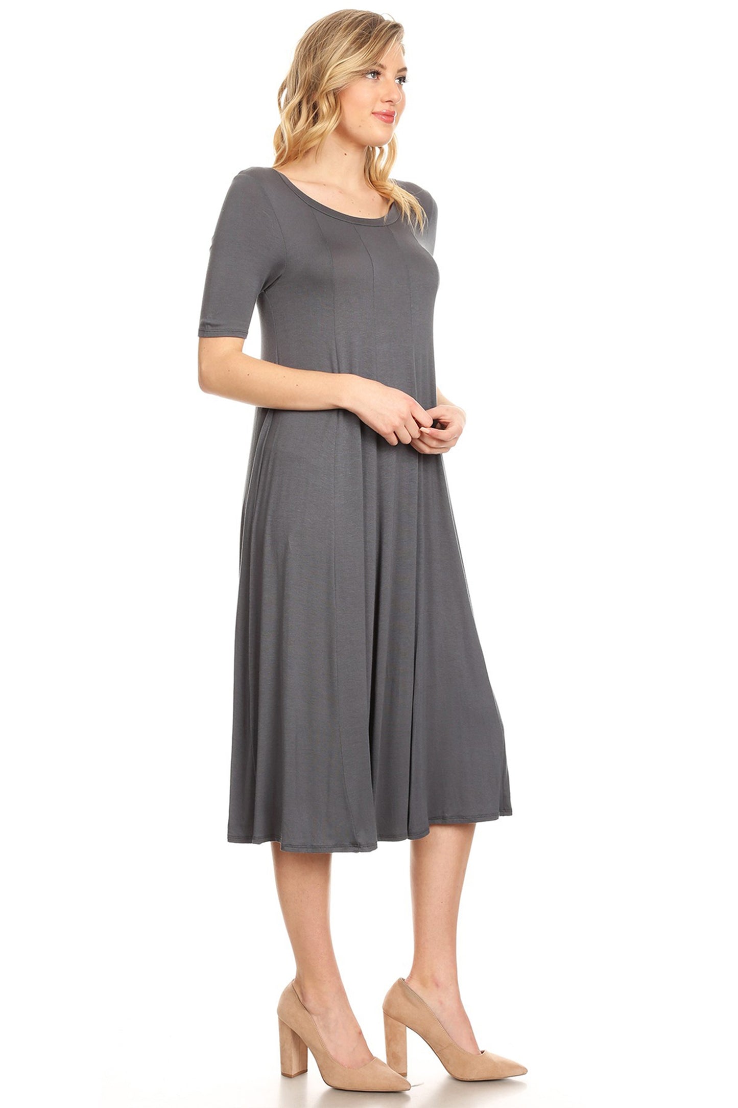 Women's A-Line Short Sleeve Jersey Knit Dress - Comfortable Relaxed Fit (S-3XL)