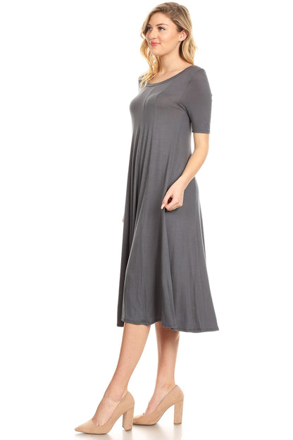 Women's A-Line Short Sleeve Jersey Knit Dress - Comfortable Relaxed Fit (S-3XL)