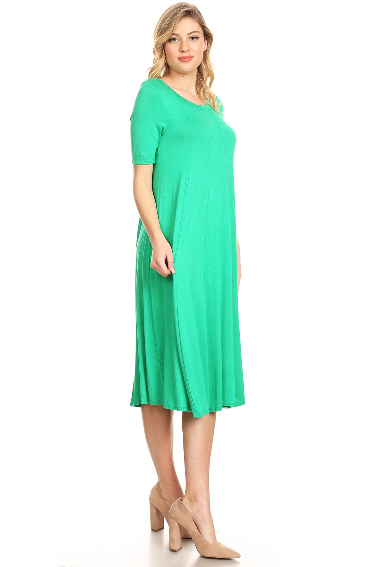 Women's A-Line Short Sleeve Jersey Knit Dress - Comfortable Relaxed Fit (S-3XL)