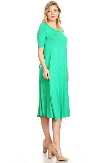 Women's A-Line Short Sleeve Jersey Knit Dress - Comfortable Relaxed Fit (S-3XL)