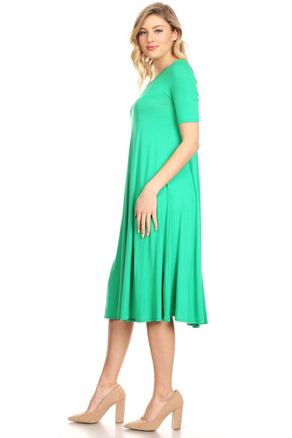 Women's A-Line Short Sleeve Jersey Knit Dress - Comfortable Relaxed Fit (S-3XL)