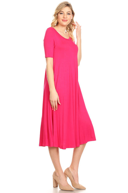 Women's A-Line Short Sleeve Jersey Knit Dress - Comfortable Relaxed Fit (S-3XL)