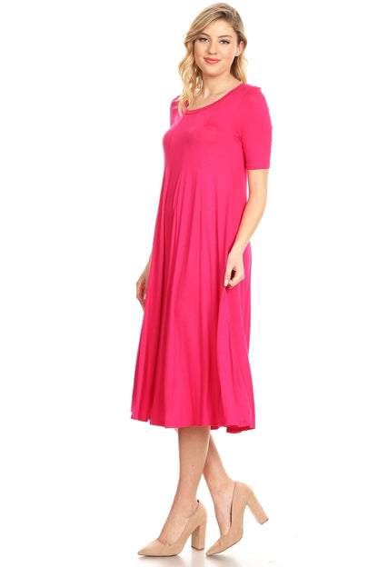 Women's A-Line Short Sleeve Jersey Knit Dress - Comfortable Relaxed Fit (S-3XL)