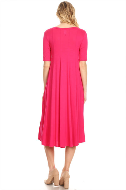 Women's A-Line Short Sleeve Jersey Knit Dress - Comfortable Relaxed Fit (S-3XL)