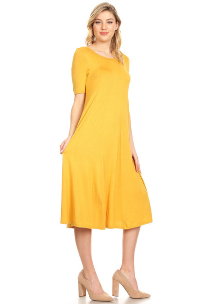 Women's A-Line Short Sleeve Jersey Knit Dress - Comfortable Relaxed Fit (S-3XL)