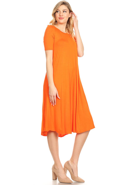 Women's A-Line Short Sleeve Jersey Knit Dress - Comfortable Relaxed Fit (S-3XL)