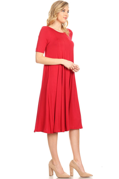 Women's A-Line Short Sleeve Jersey Knit Dress - Comfortable Relaxed Fit (S-3XL)