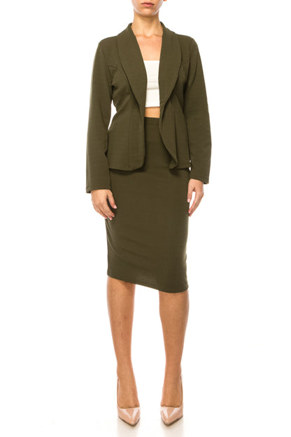 Women's Elegant 2-Piece Suit – Blazer and Pencil Skirt, Professional Workwear