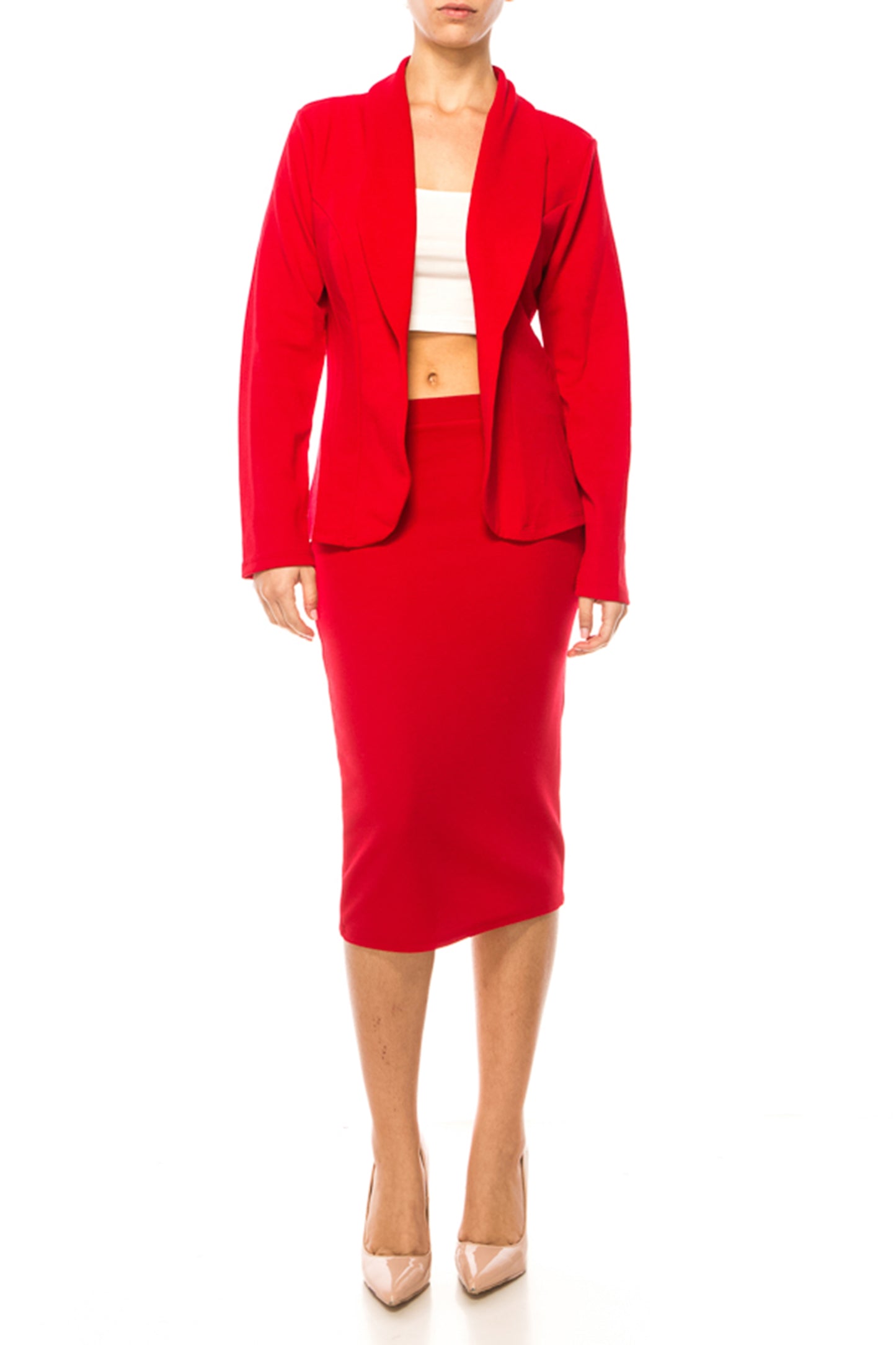 Women's Elegant 2-Piece Suit – Blazer and Pencil Skirt, Professional Workwear