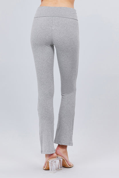 Women's Cotton Spandex Yoga Pants with Fold-Over Waistband